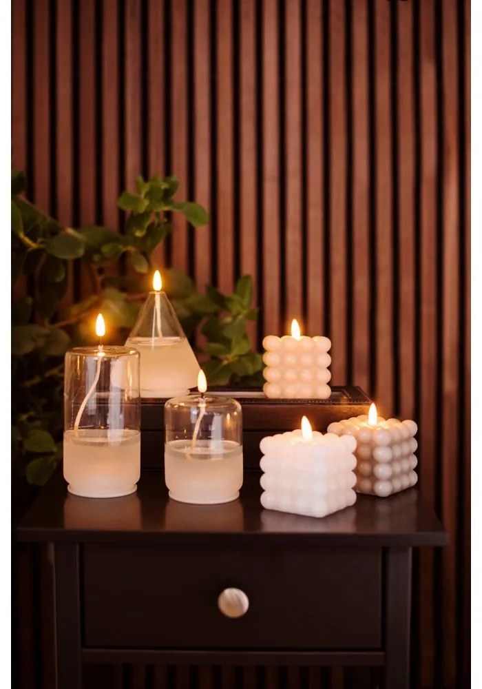 Sivá vosková LED sviečka Star Trading Flamme Dot, výška 9,5 cm