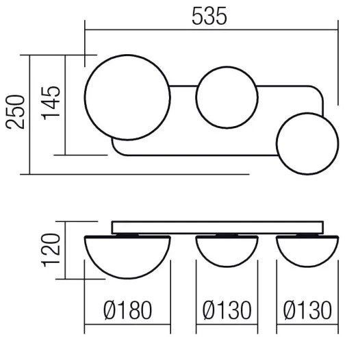 Redo 01-4330 - LED nástenné svietidlo LUMIEN 3xLED/18W/230V 2700/3000K čierne