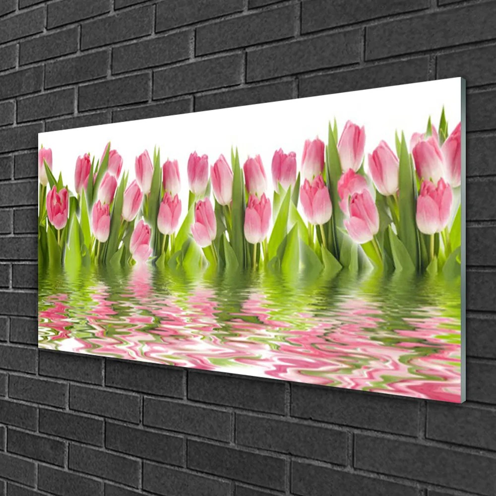 Skleneny obraz Tulipány rastlina príroda 125x50 cm