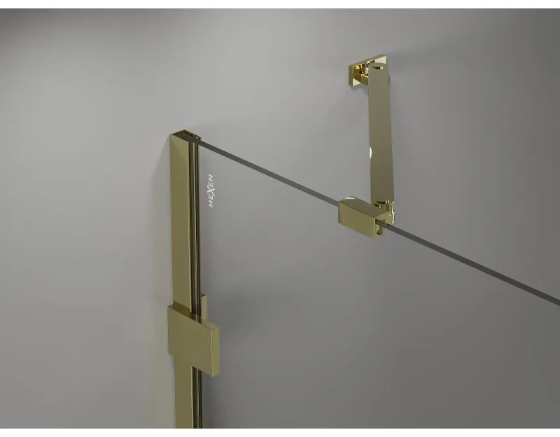 Mexen Lunar-F, pravé skladacie sprchové dvere 115 cm, číre sklo, zlatý profil, 836S-115-050-50-00-P
