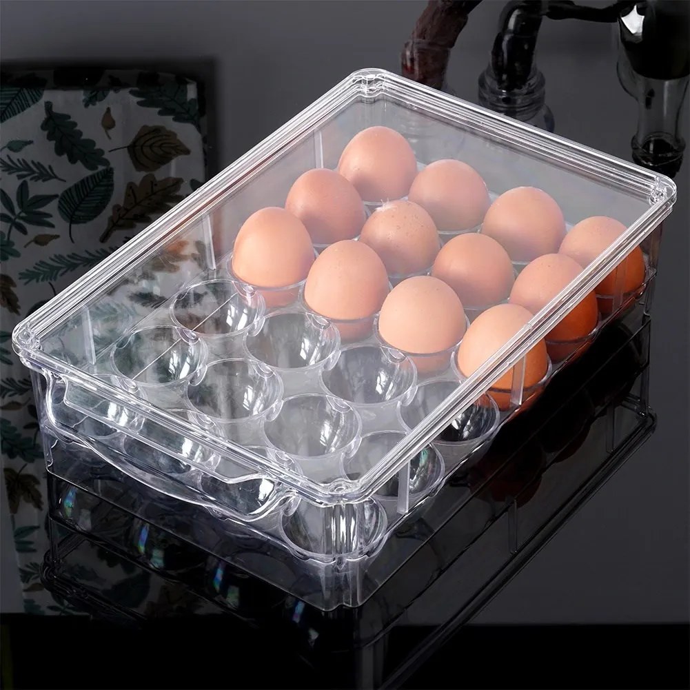 VILDE Úložný box na vajíčka, organizér na 24ks vajec, akryl transparentný