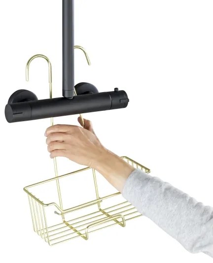 WENKO 25937100 - Sprchový kôš MILO 25x36 cm nerezová oceľ/zlatá/číra