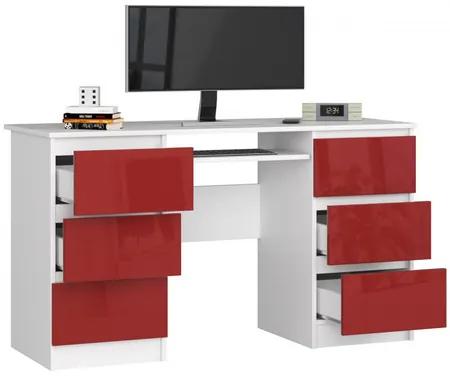 Počítačový stôl A-11 biela/červená lesk
