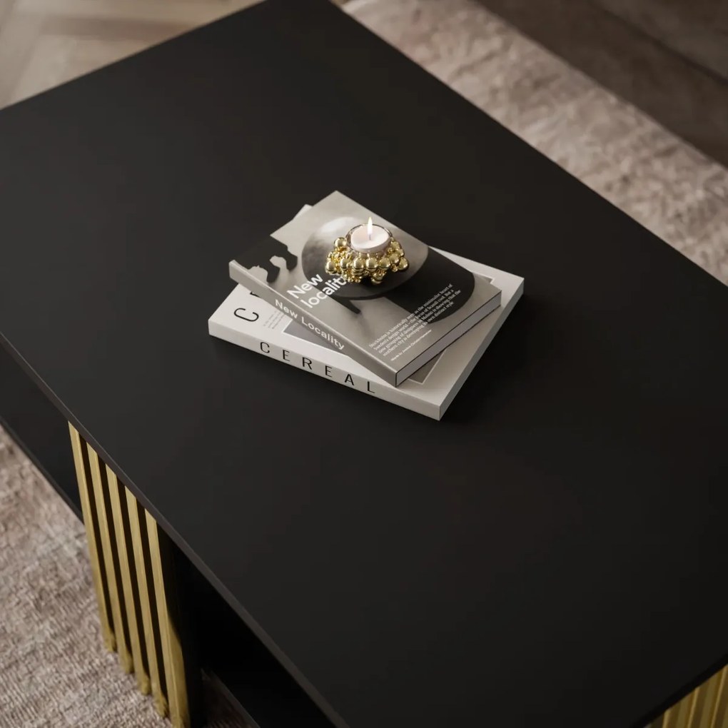 KONFERENČNÝ STOLÍK CHARLES ČIERNY MATNÝ + ZLATÝ