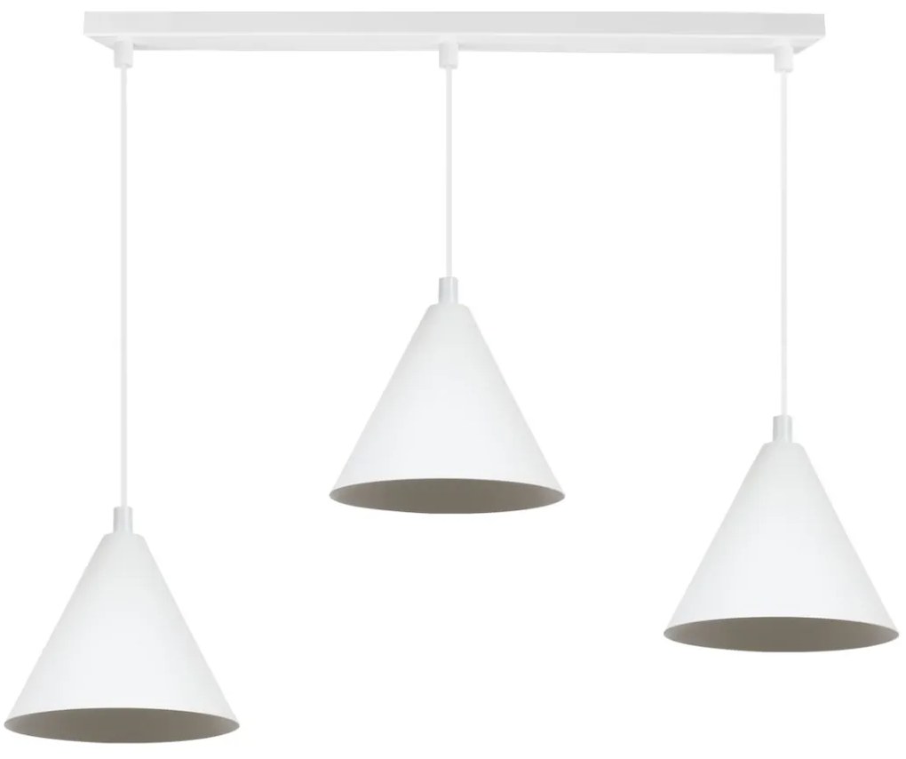 Závesné svietidlo Soho, 3x biele kovové tienidlo, (fi 14cm)
