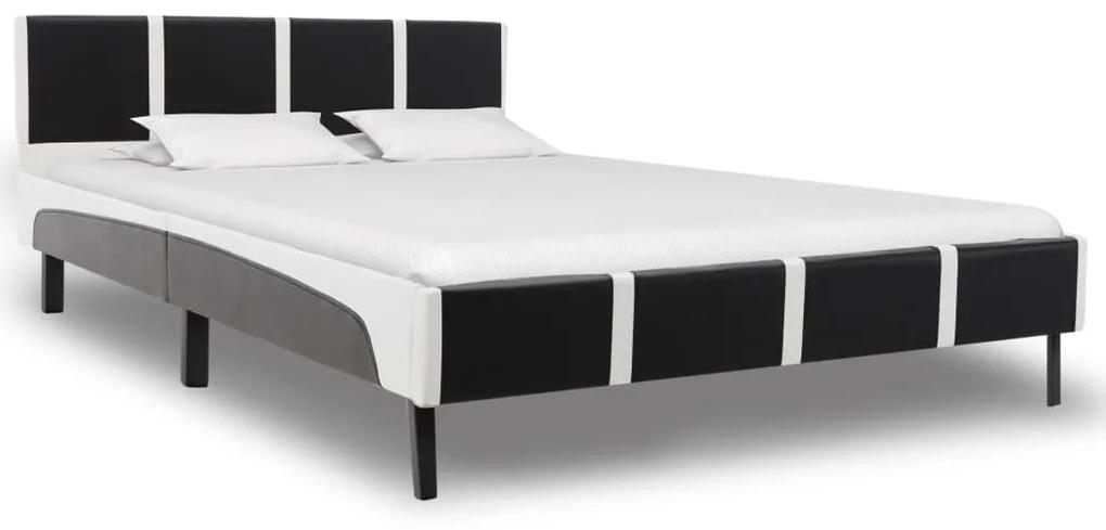 Rám postele čierno-biely umelá koža 140x200 cm