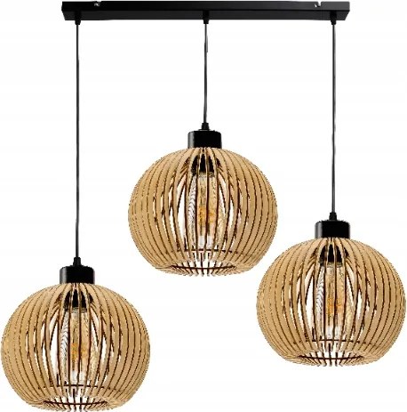 BERGE Stropné LED svietidlo LOFT 3xE27 - WOOD - čierne