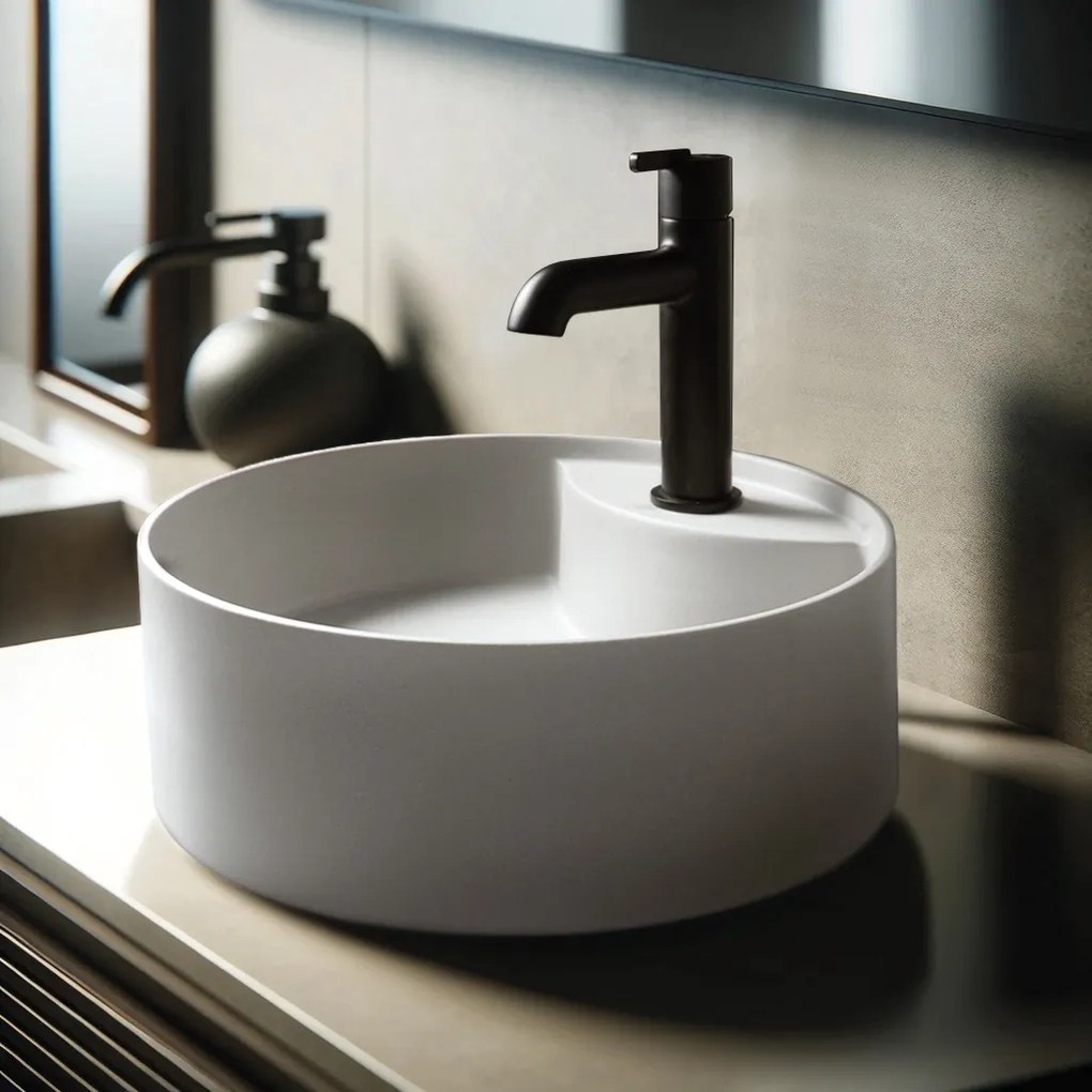 Deante Umývadlo na dosku Silia ø36 cm - CQS AU4B, granit, alabaster