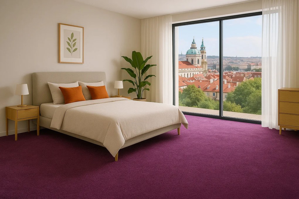 Betap, AKCIA: 80x220 cm Koberec metráž Dynasty 45, šíře, fialová, filc, obývacia izba