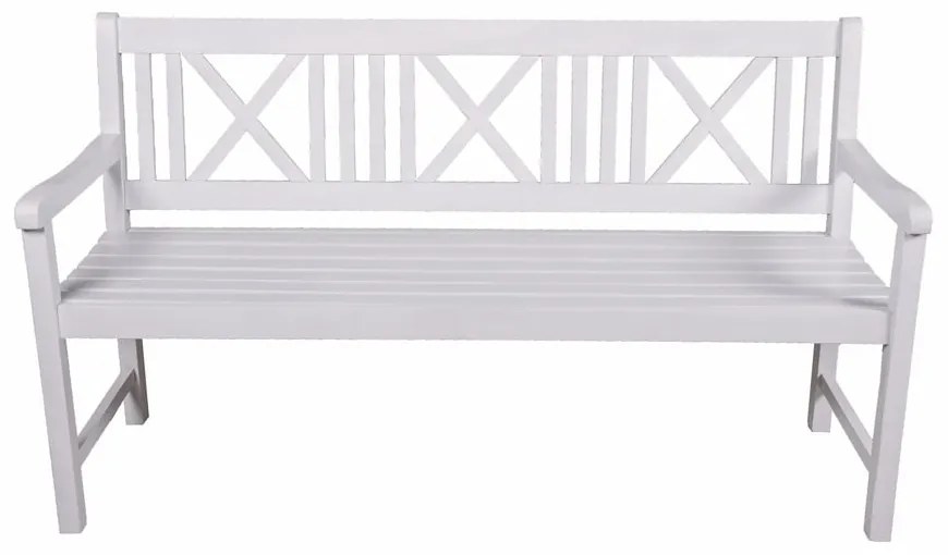 Biela drevená záhradná lavica Malmö – Garden Pleasure