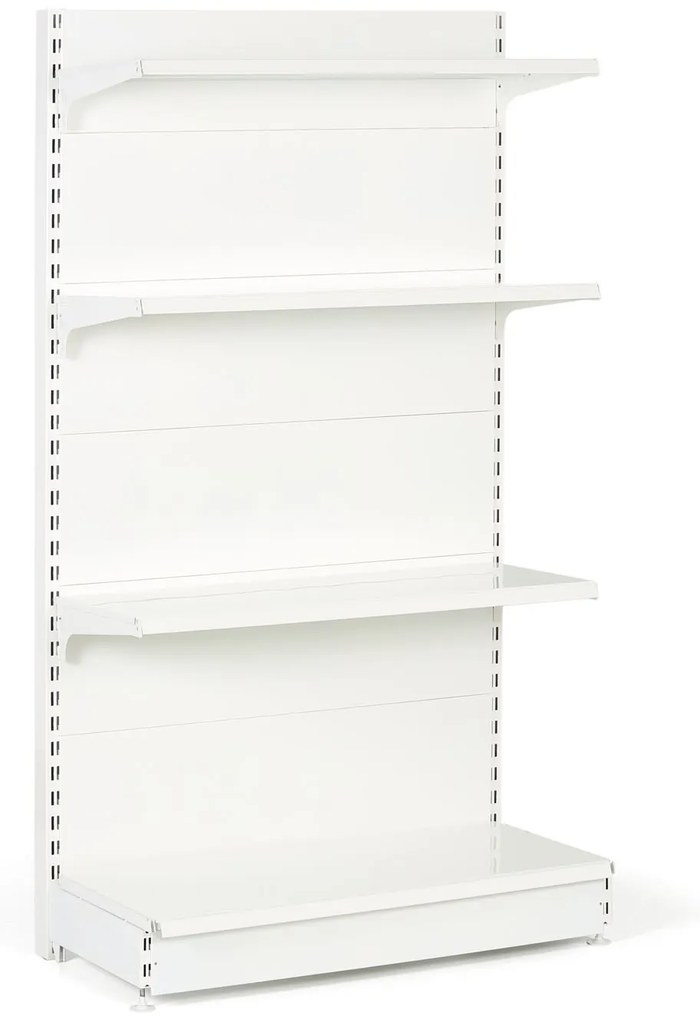 Predajný regál obojstranný, plné steny, 1600 x 1000 x 900 mm, základná, biela