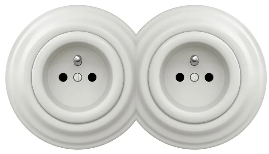 Kliklap - Dvojitá retro zásuvka s rámikom 230 V biela