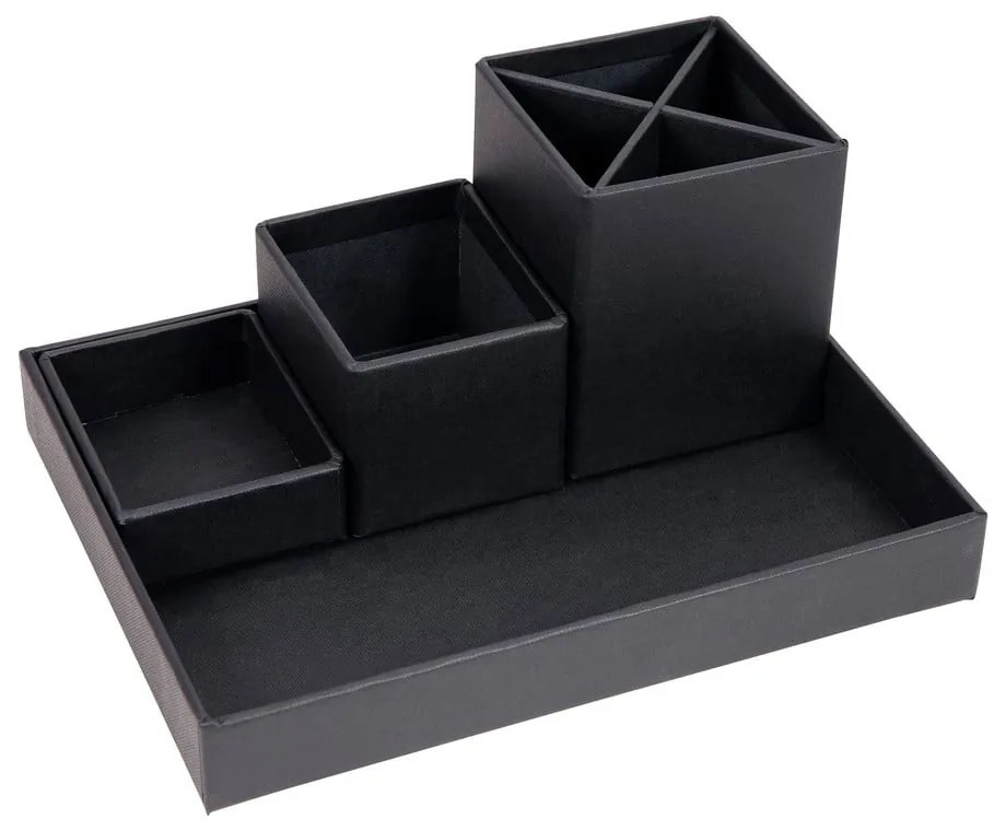 Tmavosivý 4-dielny stolový organizér na písacie pomôcky Bigso Box of Sweden Lena