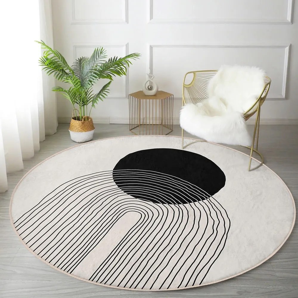 Krémovobiely prateľný okrúhly koberec ø 100 cm Comfort – Mila Home