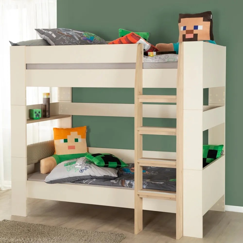 Béžová poschodová detská posteľ bez roštu 90x200 cm Double – Roba