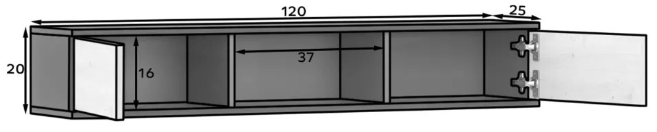Polica so skrinkami LANZZI 120 cm, čierna