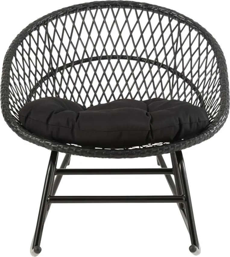 Čierne ratanové záhradné hojdacie kreslo Zayo Black - 118*82*78 cm
