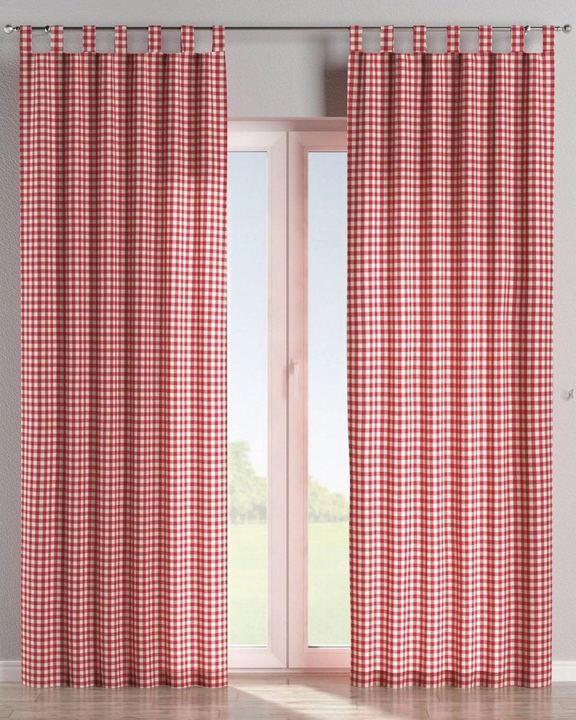 Záves na pútkach farba produktu červená látka vzorované