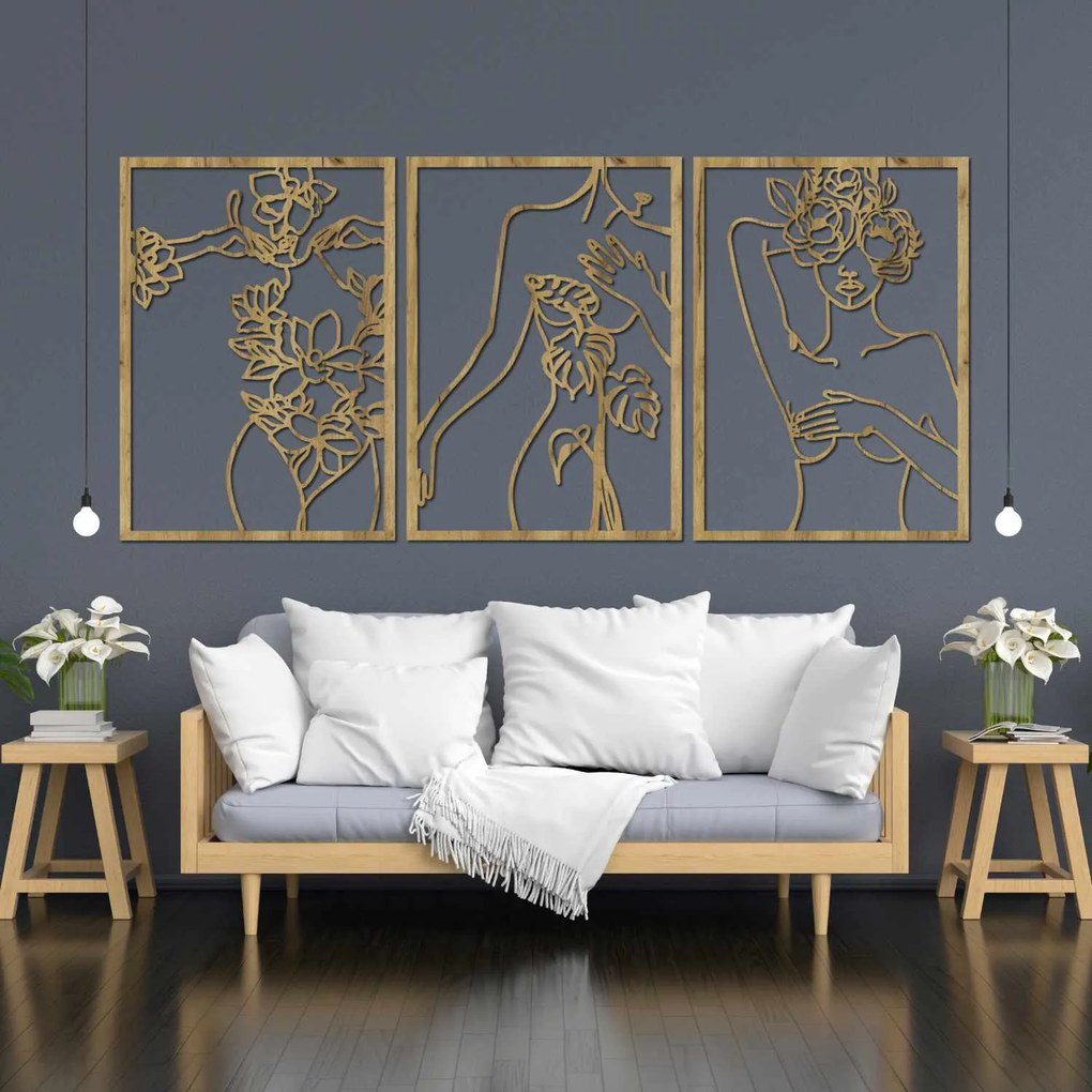 Viacdielna dekorácia na stenu žena | FEMIN: HDF - Javor 65 x 30 cm 4475-94047 HDF0480