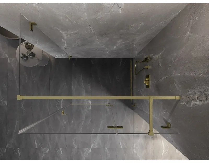 Mexen Lunar T, výklopný sprchový kút pravý 120 x 80 cm, 8mm číre sklo, zlatý matný profil, 834T-120-080-55-00-P