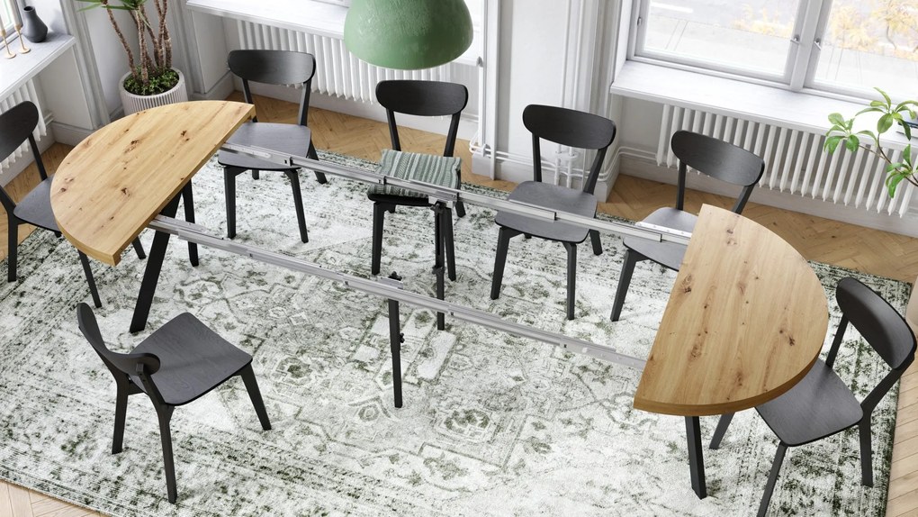 VITO Dub Artisan / čierne nohy - VEĽKÝ OKRÚHLY STÔL Ø110 ROZKLADACÍ AŽ DO 310 cm S NOHAMI Y LOFTOVÝ / INDUSTRIÁLNY