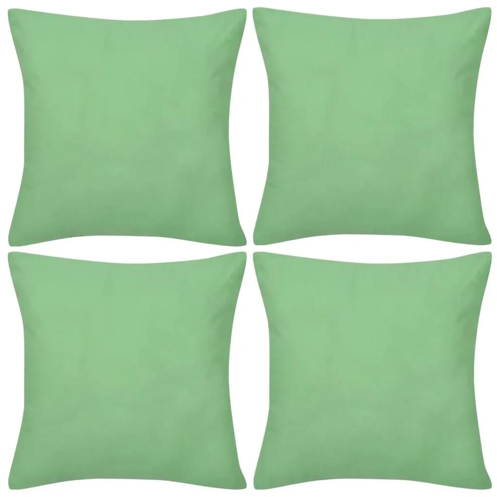 vidaXL Návliečky na vankúše, 4 ks, bavlna, jablková zelená, 80 x 80 cm