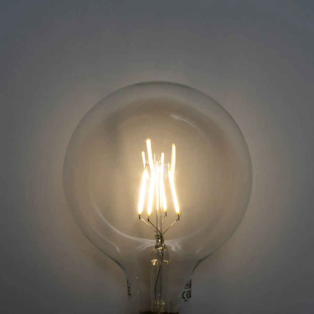 Sada 5 ks E27 3-stupňová stmievateľná LED žiarovka so špirálovým vláknom G125 4W 450lm 3000K