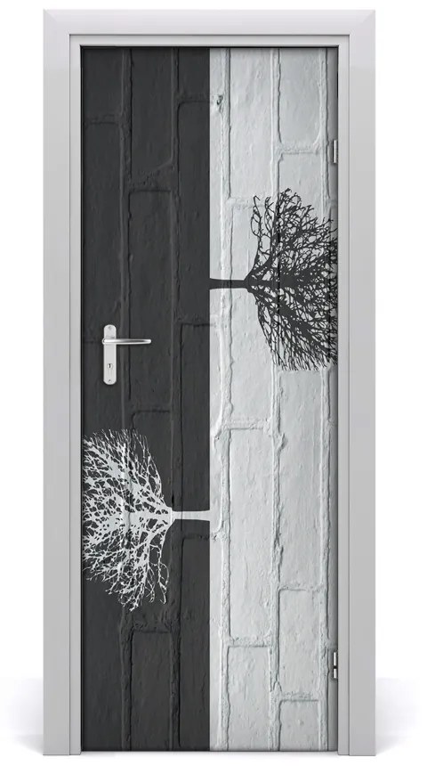 Samolepiace fototapety na dvere Stromy na stene 85x205 cm