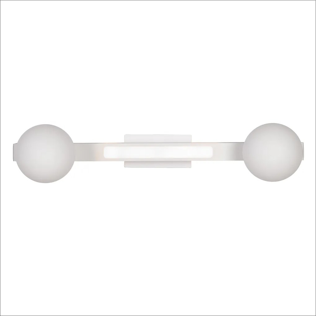 Nástenné svietidlo Magnet1, 2x biele sklenené tienidlo + 1x LED 13W, w