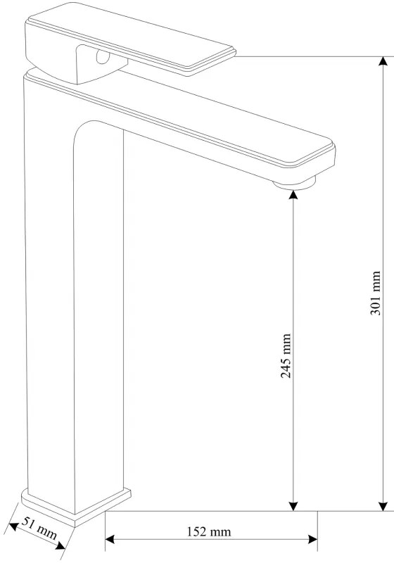 Mexen Mino, vysoká umývadlová batéria h-301, čierna matná, 72410-70