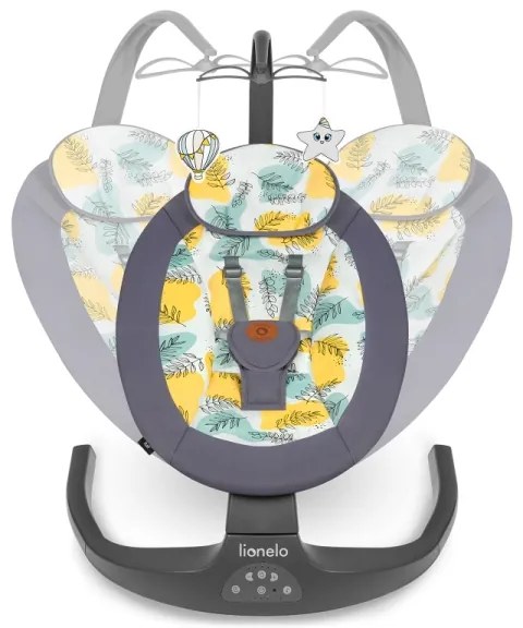 Lionelo - Detské húpacie kresielko s melódiou RALF 4xAA Grey Concrete + diaľkové ovládanie