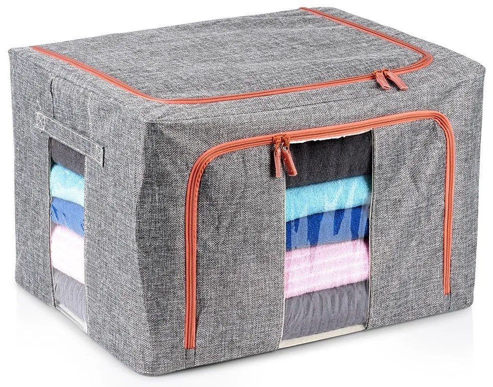 VILDE Látkový pevný box pro uskladnění textilu, šedý PILLOW 50x 40 x 33 cm (66l)