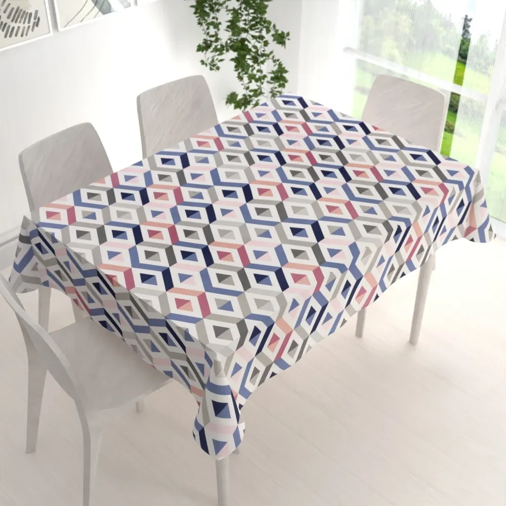 Biante Bavlnený obdĺžnikový obrus Sandra SA-573 Modro-ružovo-sivé kosoštvorce 80x120 cm