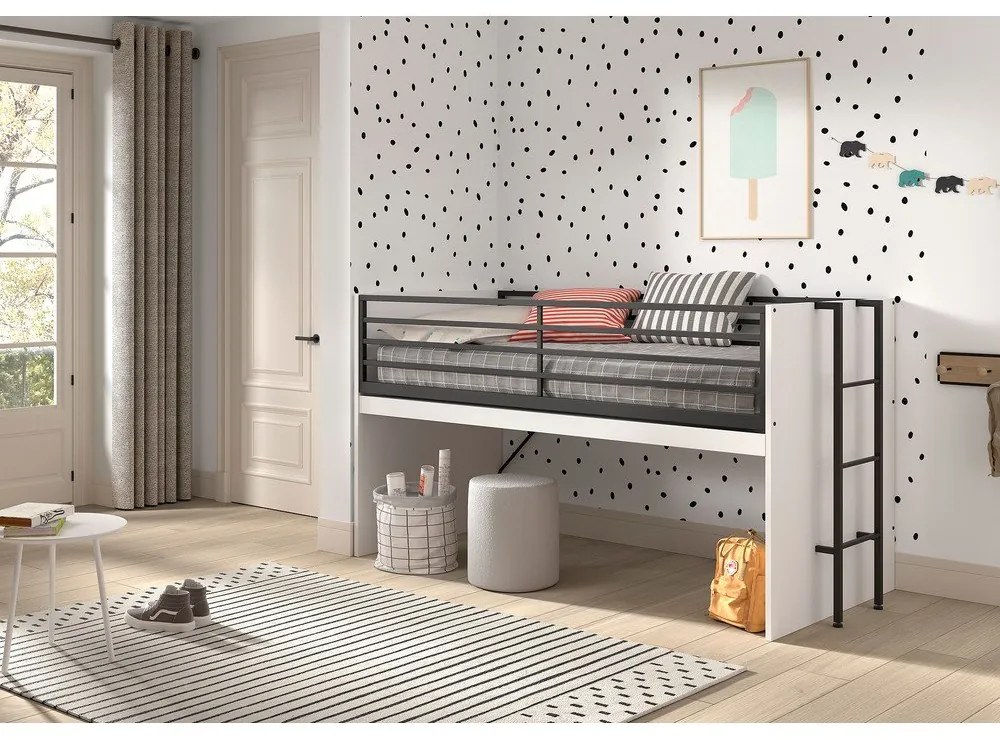 Biela vyvýšená detská posteľ s roštom 90x200 cm Sam – Vipack