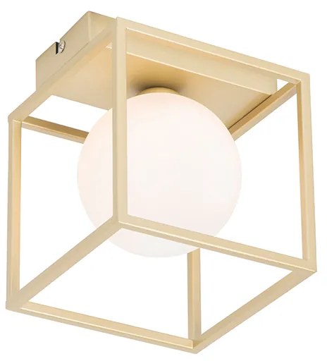 Dizajnové stropné svietidlo zlaté s bielym sklom - Aniek
