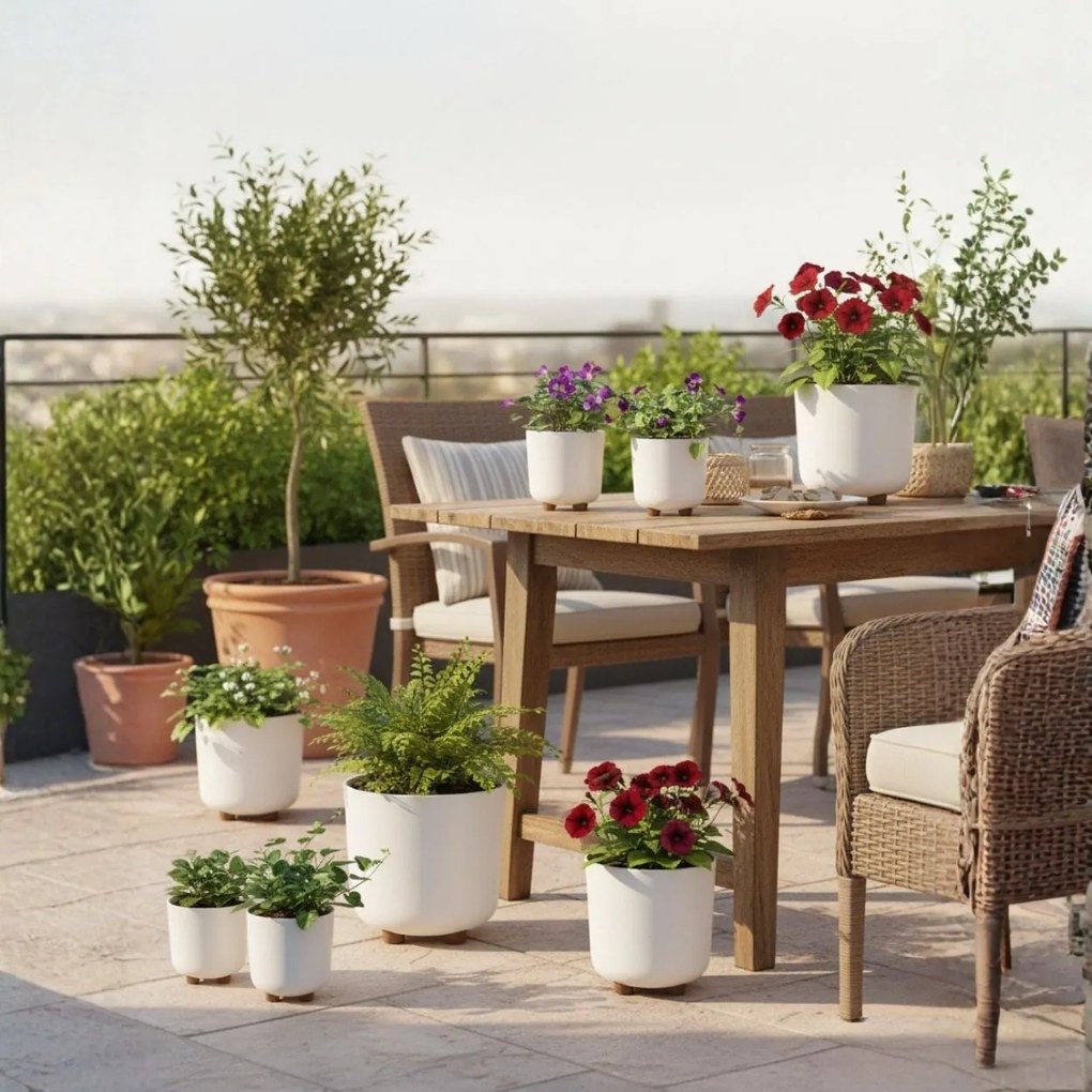 PLASTOVÝ KVETINÁČ TERRA 19,5X21 CM BIELA