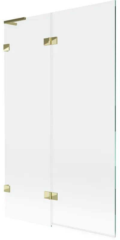 Mexen Lunar L, 2-krídlová vaňová zástena ľavá 110 x 150 cm, číre sklo, zlatá lesklá, 897L-110-100-50-00-L