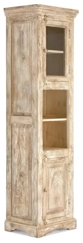 furniture-nabytek.cz - Masivní koupelnová skříňka z mangového dřeva, lakovaná, přírodní – 50×40×185 cm