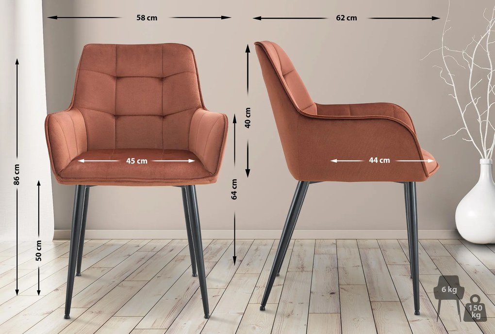 Jedálenská stolička Ferndale - zamat - hnedá