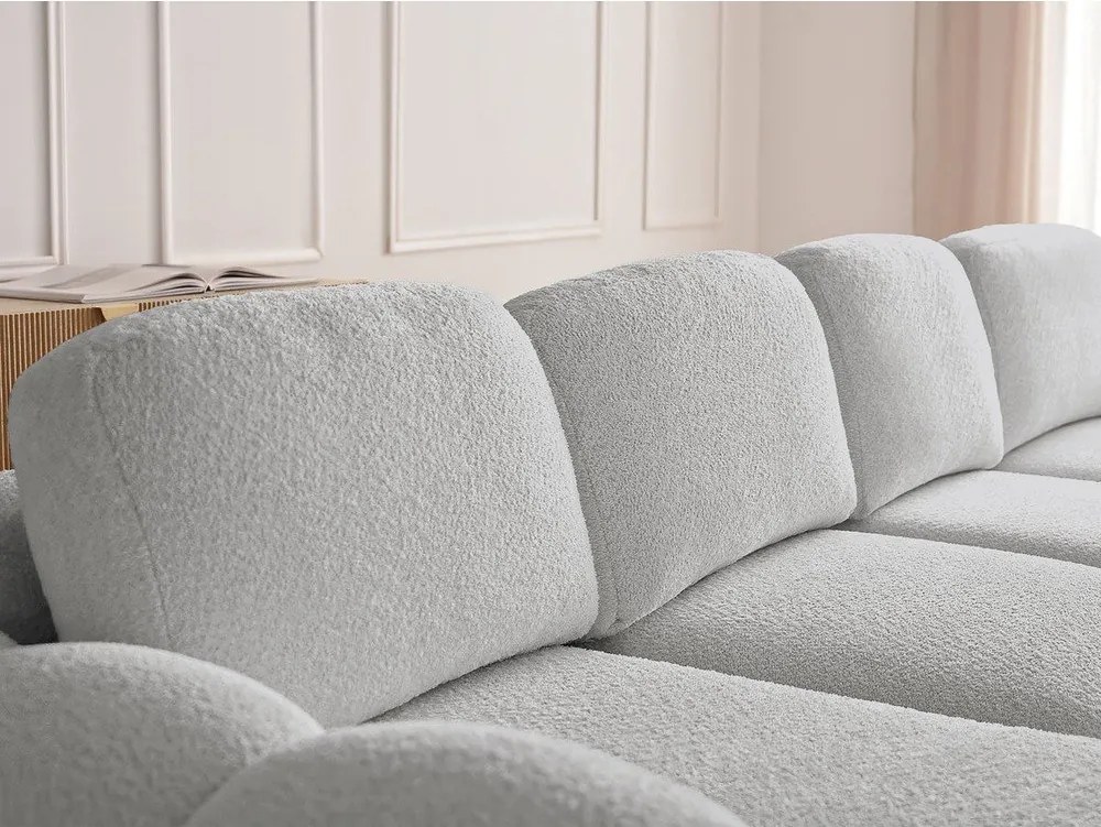 Svetlosivá rozkladacia/s úložným priestorom rohová pohovka z textílie buklé (ľavý roh/s leňoškou) Montaigne – Bobochic Paris