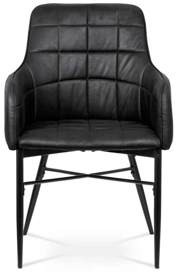 Autronic -  Jedálenská stolička AC-9990 BK3 čierna látka v dekor vintage kože