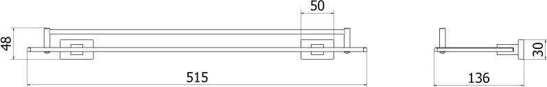 Mexen Arno, nástenná sklenená polica, zlatá matná, 7020737-55