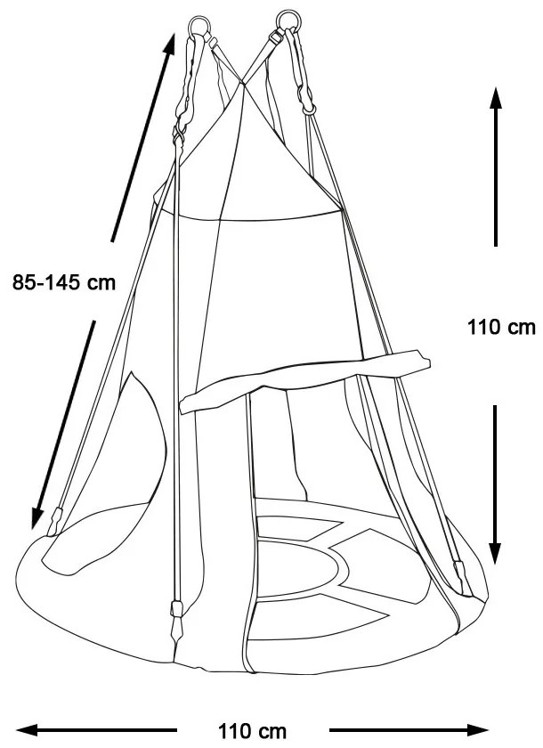 Hojdací kruh bocianie hniezdo, so stanom, 110 cm, modrý