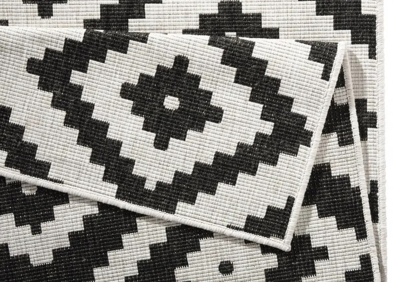 Kusový koberec Twin-Wendeteppiche 103129 schwarz creme – na von aj na doma, 120x170, čiernobiela, chodba / predsieň, Hanse Home