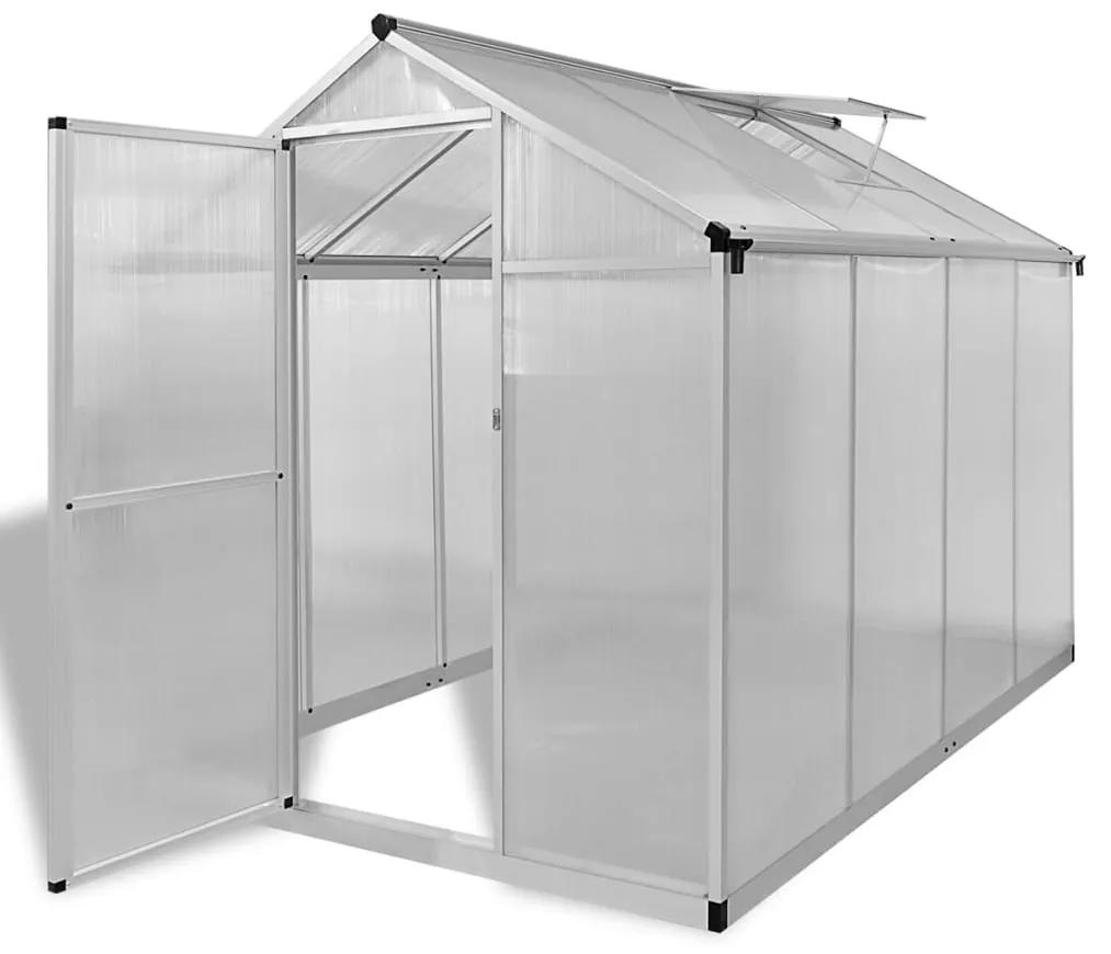 vidaXL Spevnený hliníkový skleník so základným rámom 4,6 m²