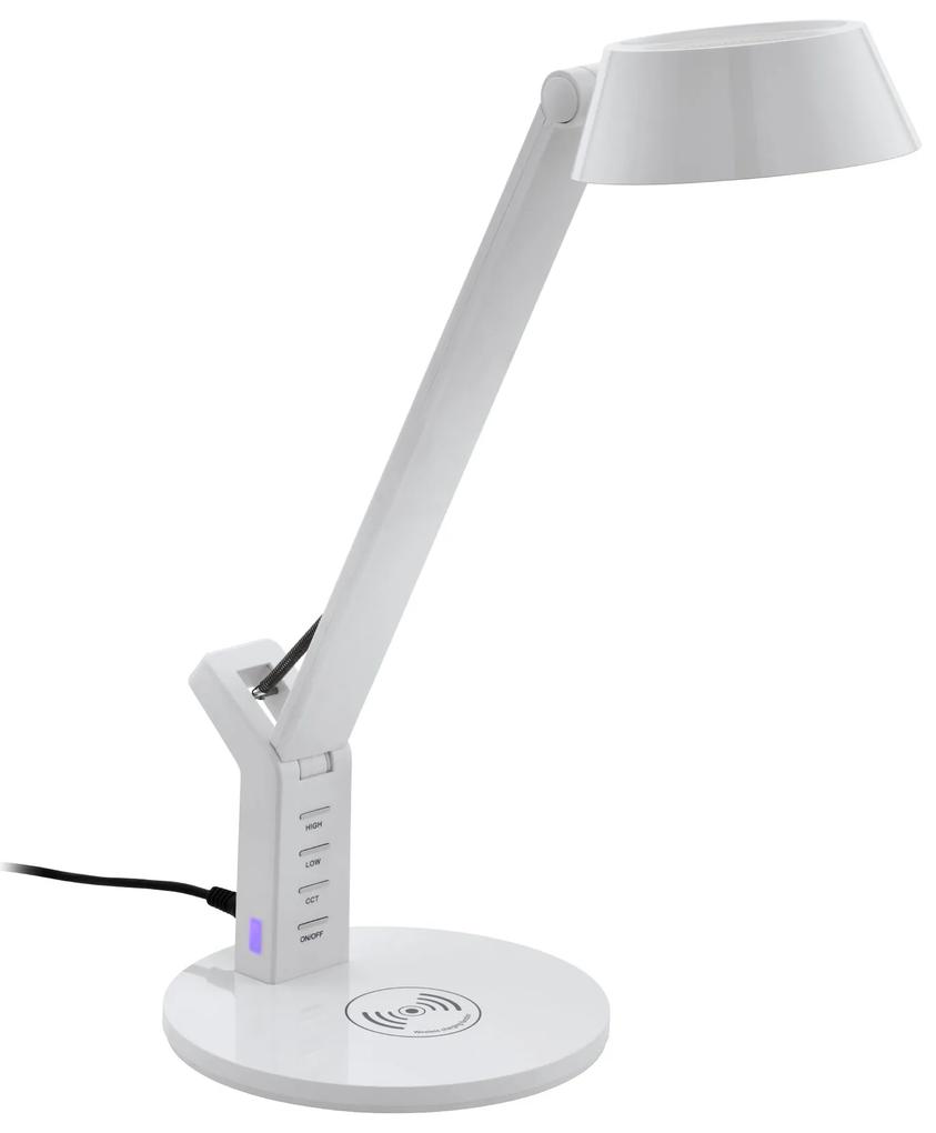 EGLO Stolná LED lampa s možnosťou nabíjania telefónov BANDERALO, 4,8 W, teplá-studená biela, biela