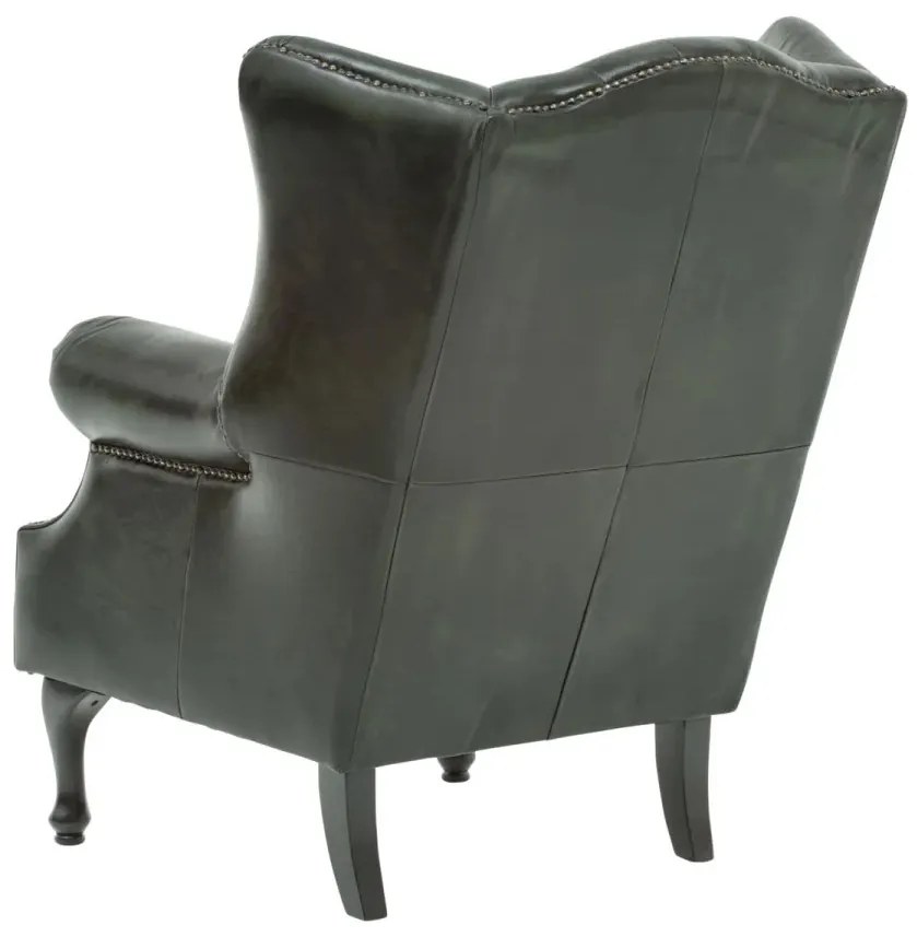 furniture-nabytek.cz - Masívne kreslo ušák Chesterfield Pittsfield z pravej kože, zelené