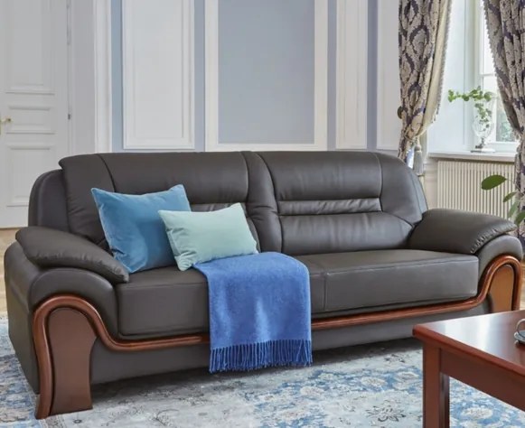 Sedačka Palladio pre 3 osoby, kožená, hnedá