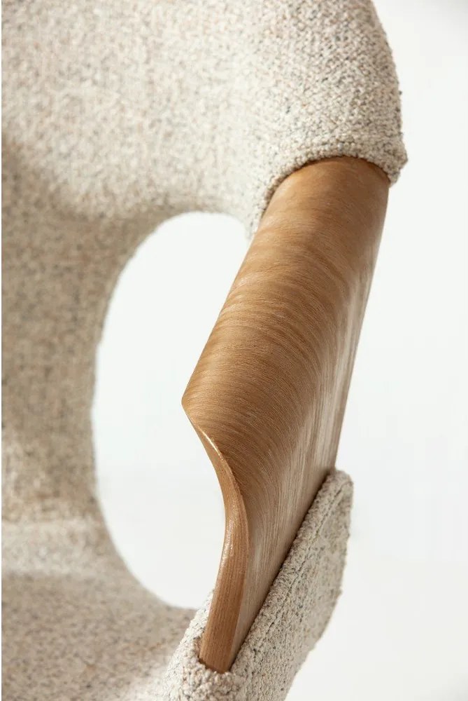 Béžové čalúnené jedálenské kreslá v súprave s podrúčkami 2 ks Elif – MOME