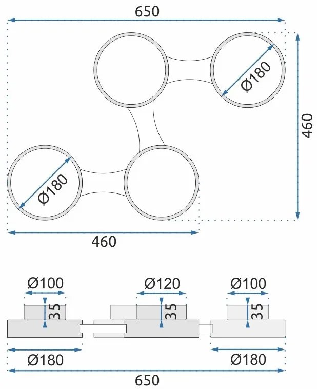 Toolight - LED stropné svietidlo 4-bodové APP527-4C, čierna-hnedá, OSW-08469